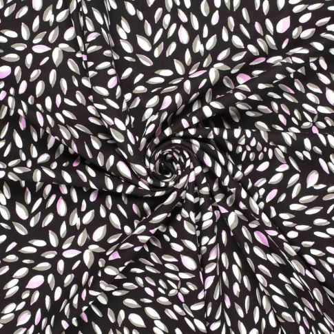 Tissu jersey Milano maille lourde Ponte di Roma Fleuris sur fond Noir