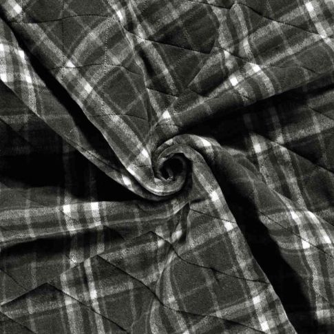 Tissu Jacquard matelassé Storia Carreaux sur fond Gris foncé