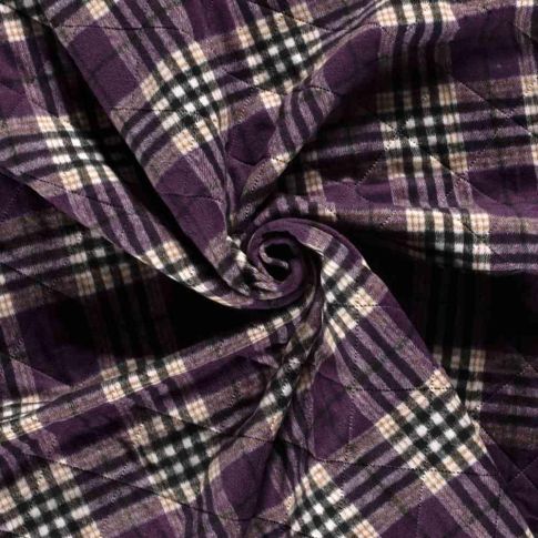 Tissu Jacquard Matelassé Micta Carreaux sur fond Magenta fuschia