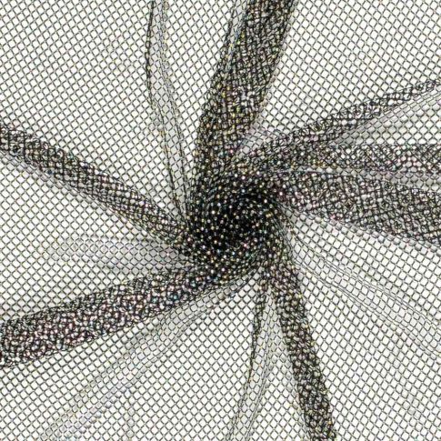 Tissu Filet mesh Strass Noir