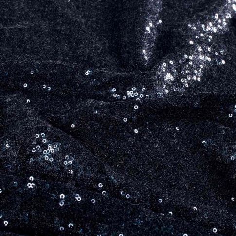 Tissu Sequins Galaxia extensible uni Bleu nuit