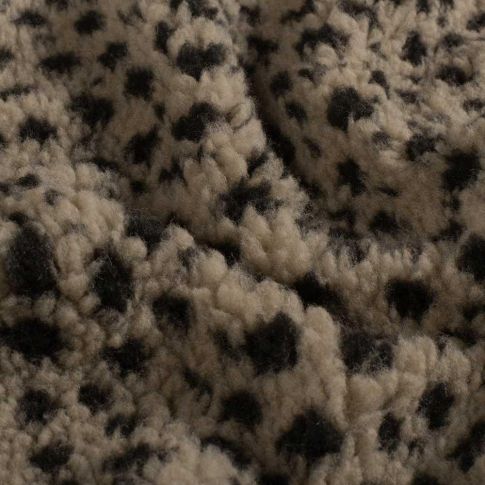 Tissu Fausse fourrure Mouton Calie léopard Noir sur fond Beige