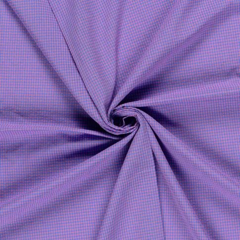 Tissu Seersucker Carreaux Nano Vichy sur fond Violet