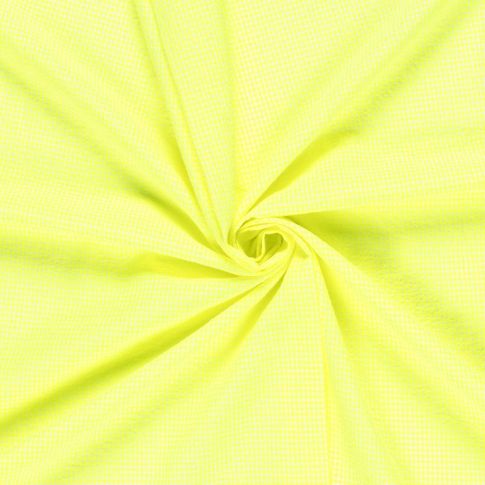Tissu Seersucker Carreaux Nano Vichy sur fond Jaune fluo