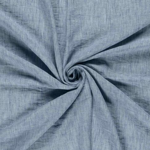 Tissu Polyester aspect Lin uni chiné Bleu denim