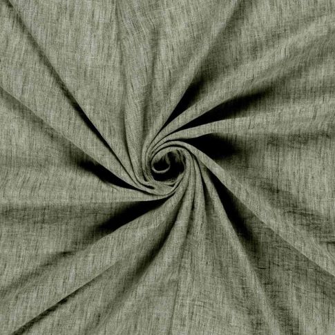 Tissu Polyester aspect Lin uni chiné Vert kaki