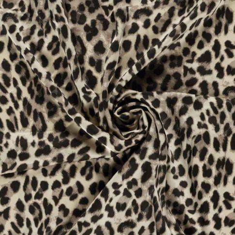 Tissu Satin Duchesse Felindra motifs léopard sur fond Beige