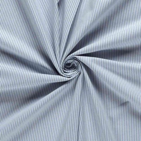 Tissu Jean Denim Coton Octave rayures Blanc sur fond Bleu clair
