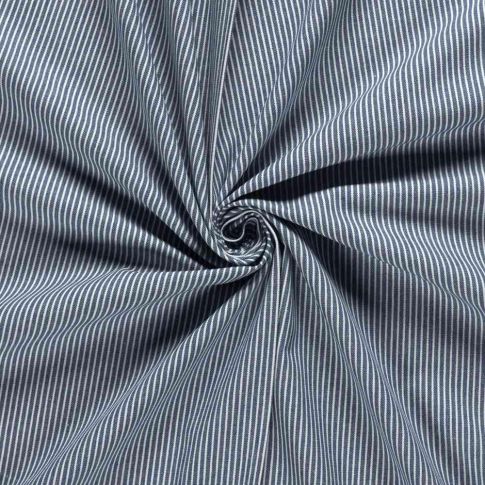 Tissu Jean Denim Coton Octave rayures Blanc sur fond Bleu indigo