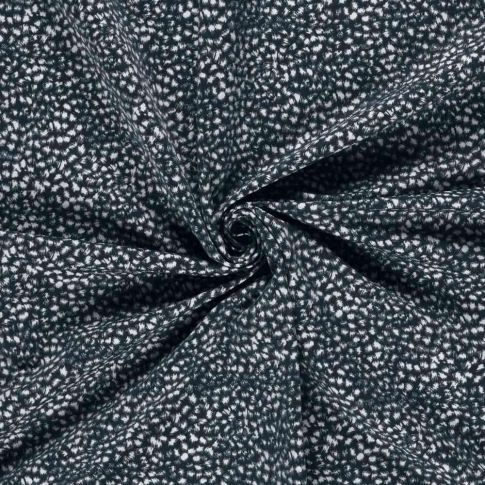 Tissu Bengaline de Viscose tacheté léopard abstrait sur fond Bleu marine