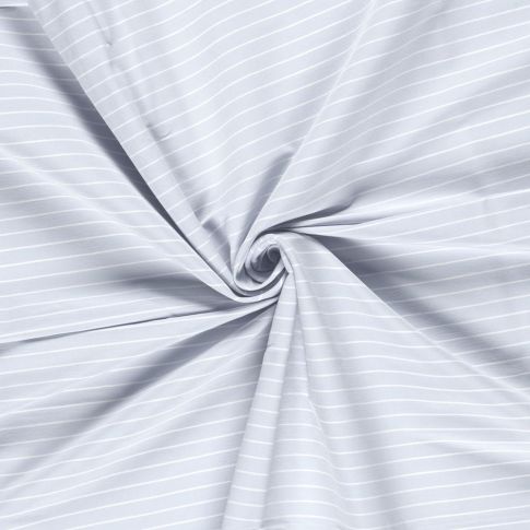 Tissu Bengaline de Viscose Lin Estelle fines rayures Blanc sur fond Bleu clair