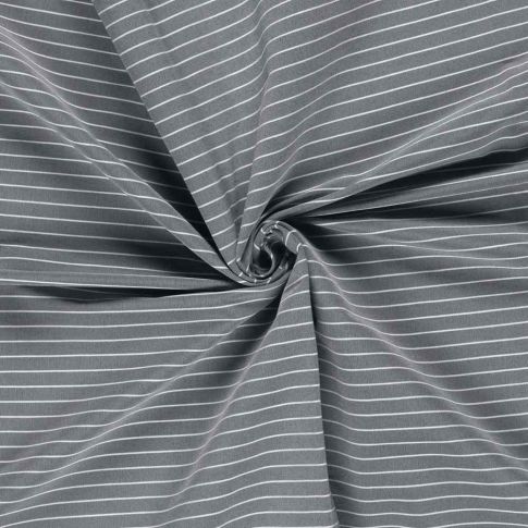 Tissu Bengaline de Viscose Lin Estelle fines rayures Blanche sur fond Gris
