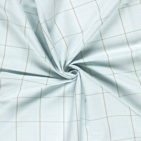 Tissu Bengaline de Viscose Carreaux Fina Ivoire sur fond Vert menthe clair