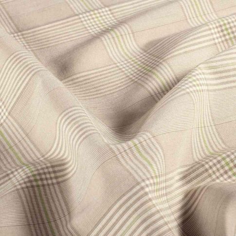 Tissu Bengaline de Viscose Carreaux Fina Ivoire sur fond Beige sable