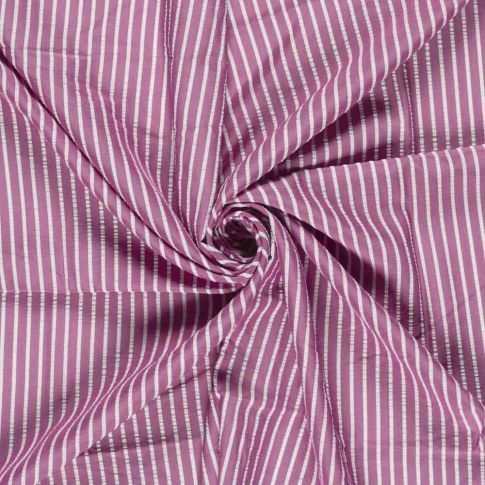 Tissu Seersucker Viscose Lina rayures Blanches sur fond Prune