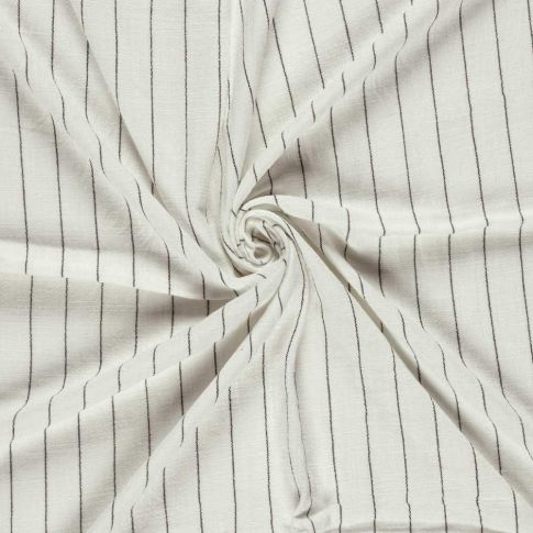 Tissu Lin Viscose Louis rayures fines sur fond Blanc cassé