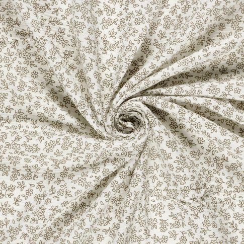 Tissu Double gaze de Coton Petites fleurs Lilou sur fond Ecru