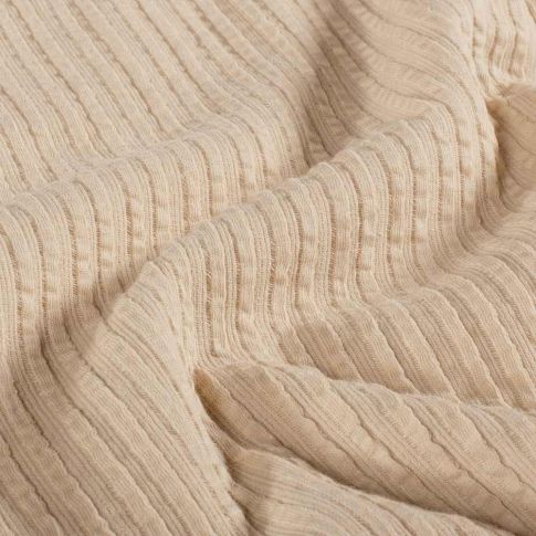 Tissu Jersey Bord Côte stretch Romy uni Beige