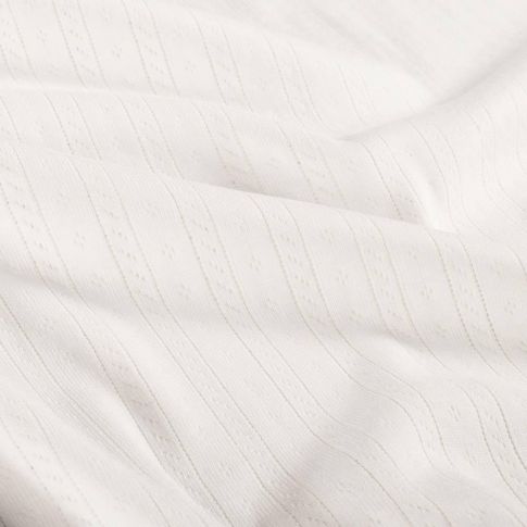 Tissu Jersey Coton ajouré Camille uni Blanc cassé