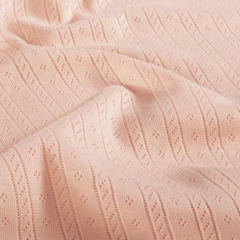 Tissu Jersey Coton ajouré Camille uni Saumon