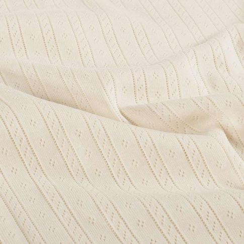 Tissu Jersey Coton ajouré Camille uni Ivoire