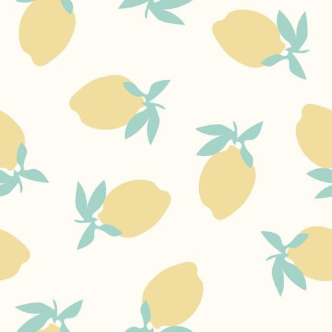 Tissu Popeline de Coton Citronnade citrons stylisés sur fond Ecru