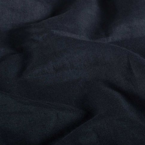 Tissu Lin Coton lavé uni Bleu marine