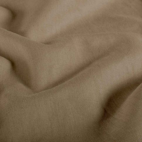 Tissu Lin Coton lavé uni Camel
