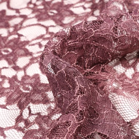 Tissu Dentelle  Eva sur fond Grenat