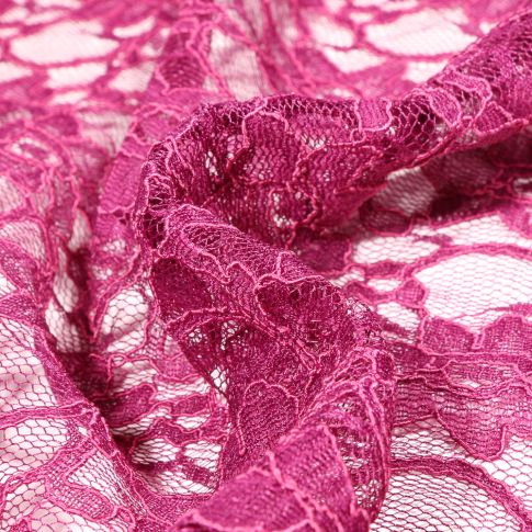 Tissu Dentelle  Eva sur fond Rose fuchsia