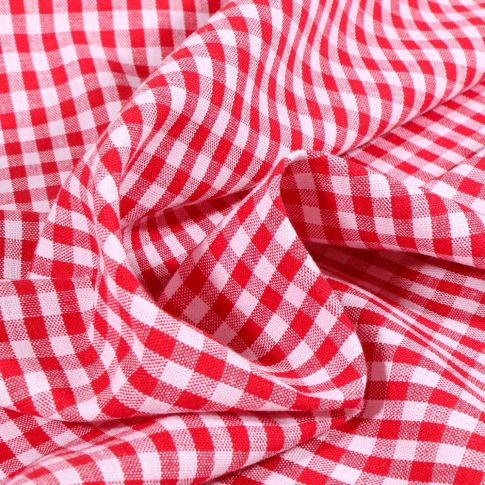 Tissu Vichy Petits carreaux 5 mm Rouge - Coupon de 3 mètres