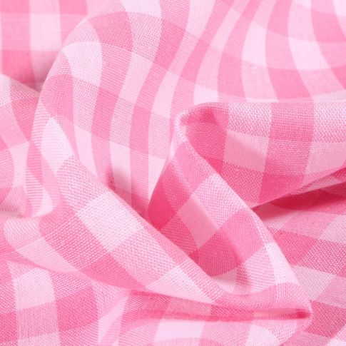 Tissu Vichy Grands carreaux 10 mm Rose pastel - Coupon de 3 mètres