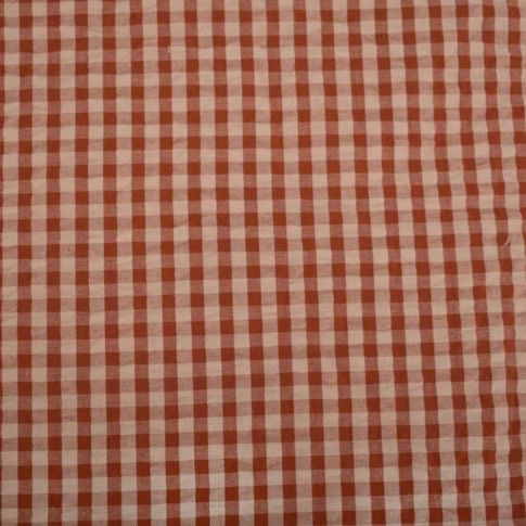 Tissu Vichy Petits carreaux 5 mm Terracotta sur fond Beige