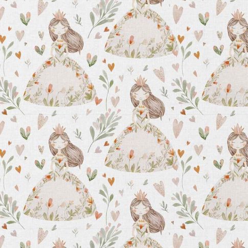 Tissu Popeline de Coton  Niouchka sur fond Blanc