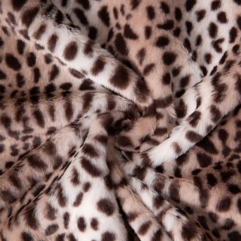 Tissu Fausse fourrure Léna guépard Noir sur fond Brun