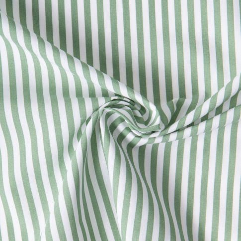Tissu Coton imprimé Arty Edoua rayures Vert sur fond Blanc