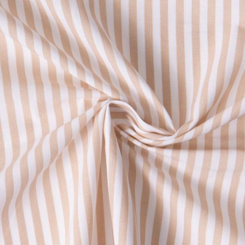 Tissu Coton imprimé Arty Edoua rayures Beige sur fond Blanc
