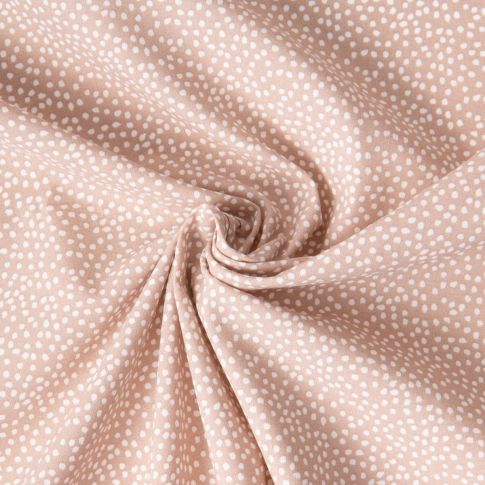 Tissu Coton imprimé Arty Tassin tacheté Blanc sur fond Beige sable