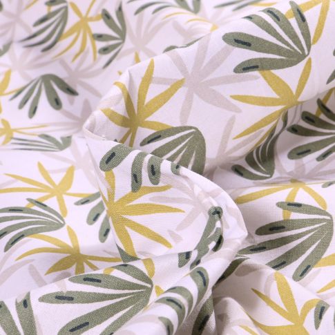 Tissu Coton imprimé Arty Feuillages  sur fond Blanc