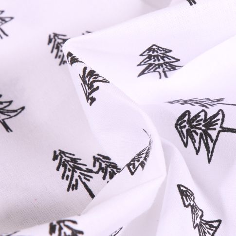 Tissu Coton imprimé Arty Sapins noirs sur fond Blanc