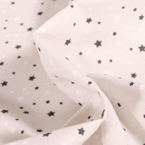 Tissu Coton imprimé Arty Etoiles grises et blanches sur fond Blanc cassé
