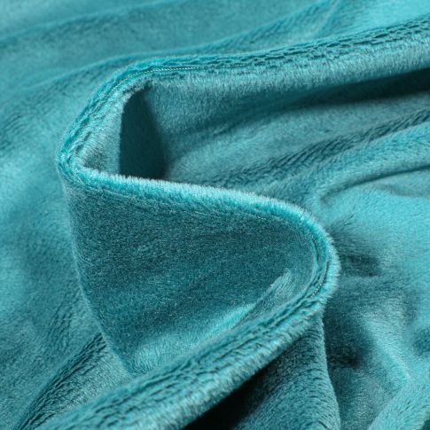 Tissu Minky Ultra doux Ras Bleu paon
