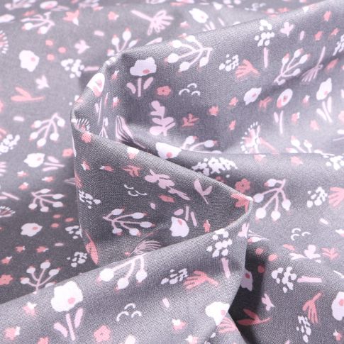 Tissu Coton imprimé Arty April sur fond Gris