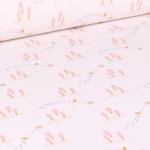 Tissu Coton imprimé Arty Arden sur fond Blanc cassé