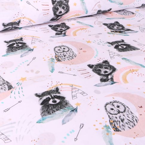 Tissu Coton imprimé Digital Arty Arihoe sur fond Blanc