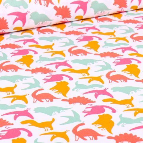 Tissu Coton imprimé Arty Arlo multico sur fond Blanc