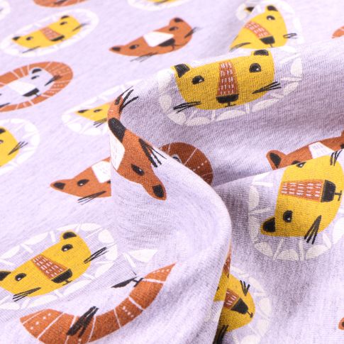 Tissu Jersey envers gratté Aslajo sur fond Gris chiné