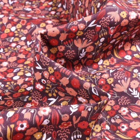 Tissu Coton imprimé Arty Axea sur fond Prune