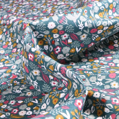 Tissu Coton imprimé Arty Axea sur fond Vert d'eau