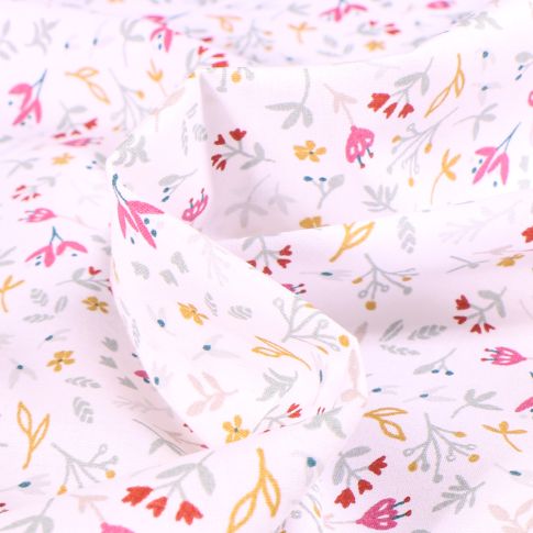 Tissu Coton imprimé Arty Azra sur fond Blanc